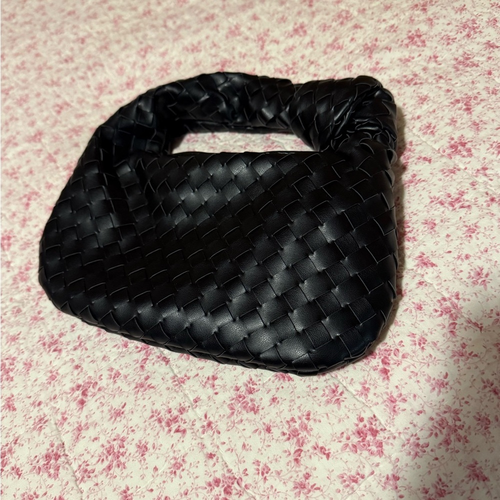 Elegant Black Woven Handbag